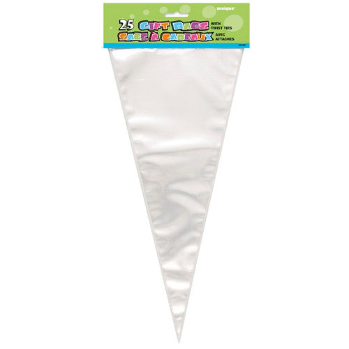 25 CLEAR LARGE CONE CELLO BAGS