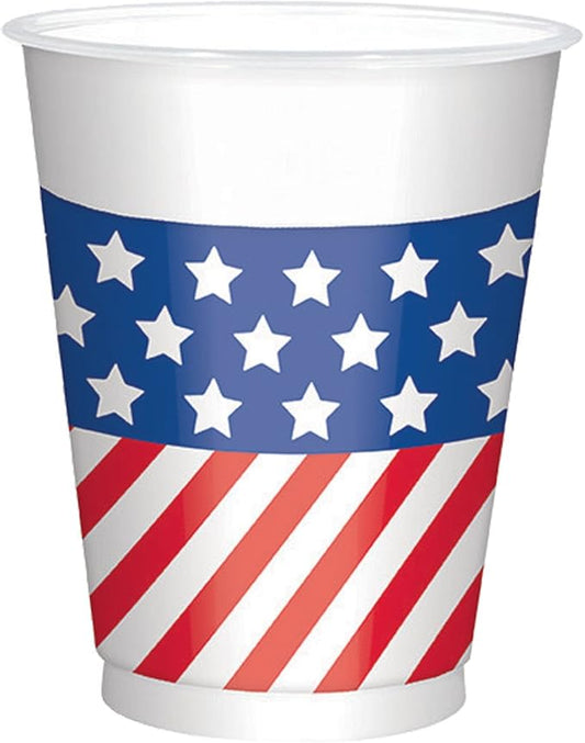 PATRIOTIC 16OZ PLASTIC CUPS 25CT