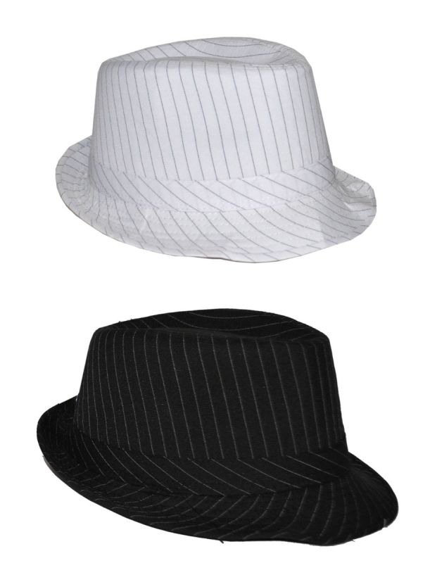 GANGSTER PINSTRIPE HAT - BLACK