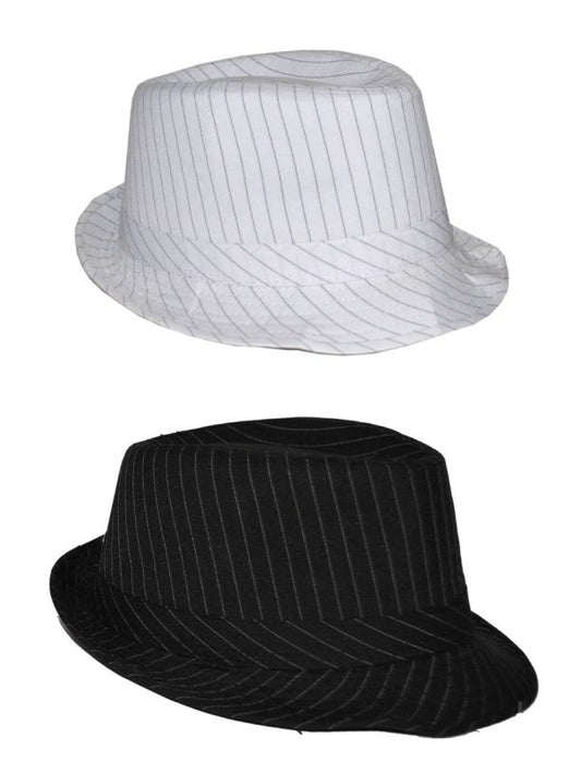 GANGSTER PINSTRIPE HAT - BLACK
