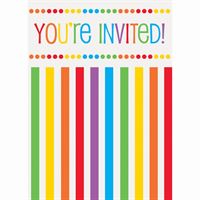 RAINBOW BIRTHDAY INVITE 8CT