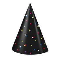 NEON DOTS NY PARTY HAT 4CT