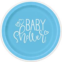 BLUE HEARTS BABY SHOWER 9" PPR PLATES