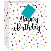 TRIANGLE CONFETTI BDAY MED GIFT BAG