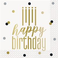 METALLIC HBD BEVERAGE NAPKINS 16CT