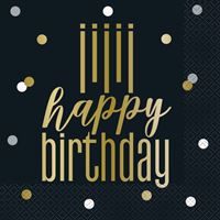 METALLIC HBD LUNCH NAPKINS 16CT