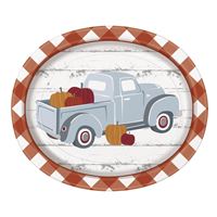 PUMPKIN & GINGHAM 12" OVAL PLATTER 8CT