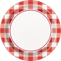 RED GINGHAM 7" PPR PLATE 8CT