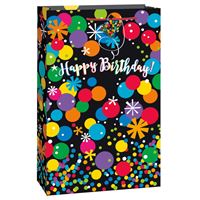 BLK STAR/DOTS HB XLRG GIFT BAG