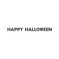 BLACK GLITTER HAPPY HALLOWEEN BANNER