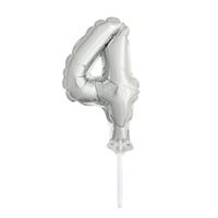 SILVER #4 BALLOON CAKE TOPPER
