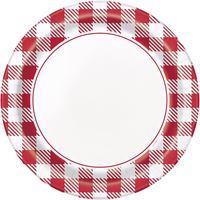 RED GINGHAM 9" PPR PLATE 8CT
