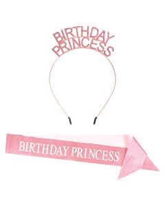 BIRTHDAY PRINCESS HDBND & SASH SET