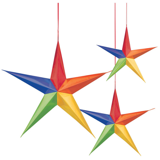 RAINBOW 3D HANGING STARS