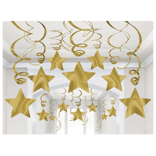 GOLD STAR SWIRL DECORATIONS