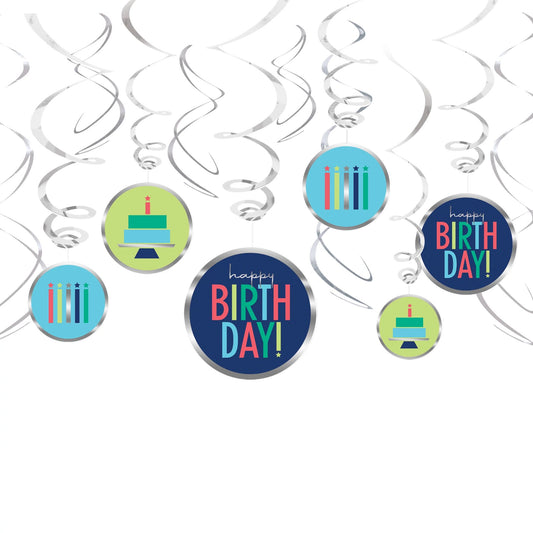 MODERN BDAY SWIRL DECORATIONS
