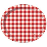 RED GINGHAM PPR OVAL PLATTER 8CT