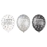 GLITZ BLK/SLV HBD LATEX 6CT