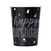 GLITZ BLK/SLV HBD 9OZ PPR CUPS 8CT