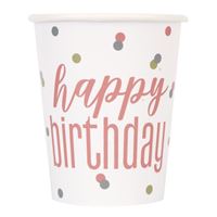 GLITZ RS GLD HBD 9OZ PPR CUPS 8CT