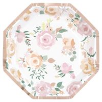 PINK BLOOMS 10.25" OCT SHP PLATES 8CT