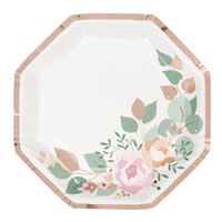 PINK BLOOMS 8.25" OCT SHP PLATES 8CT