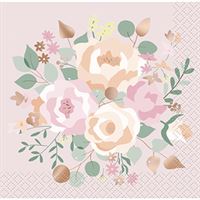 PINK BLOOMS BEVERAGE NAPKIN 16CT