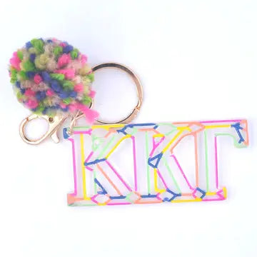 SORORITY COLORBLOCK POMPOM KEYCHAIN