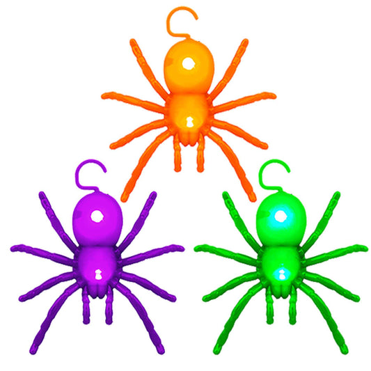 HALLOWEEN LIGHT UP SPIDER ASST COLORS