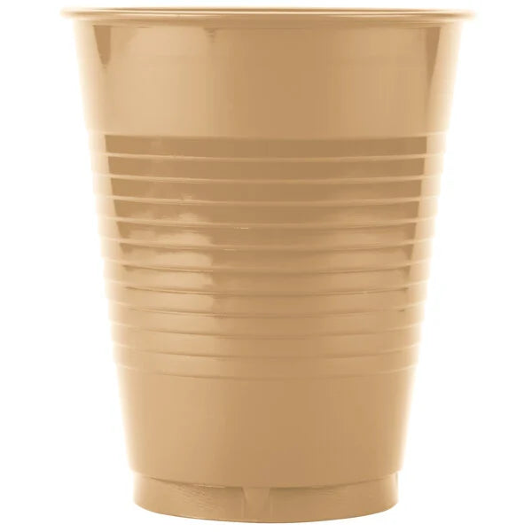 GLITTERING GOLD 16OZ PL CUPS