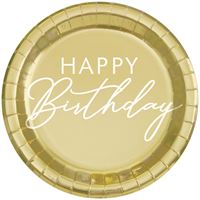 HBD GOLD 9" PPR PLATE 8CT