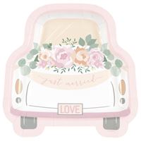 PINK BLOOMS 8" CAR SHP PLATES 8CT
