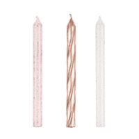 ROSE GLD GLITTER CANDLES 24CT