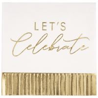 LETS CELEBRATE GOLD FRINGE NAPKIN 16 CT