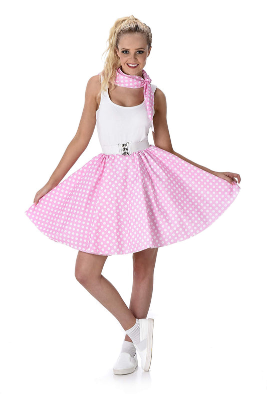 50'S SKIRT/NECKTIE LT PINK WM MEDIUM