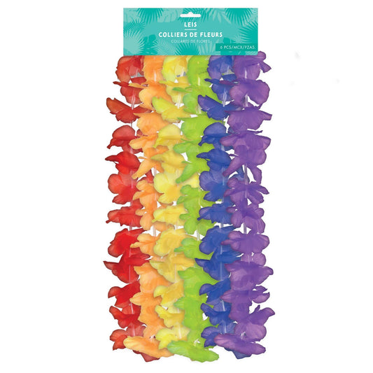 RAINBOW FLORAL LEI 6PK