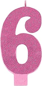 LARGE GLITTER CANDLE #6 PINK