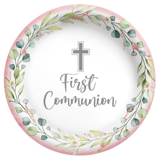1ST COMMUNION PINK 10" PLATES