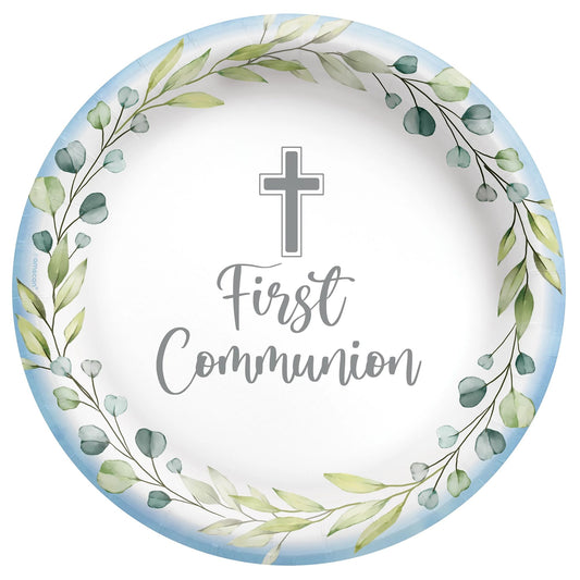 1ST COMMUNION BLUE 10" PLATES