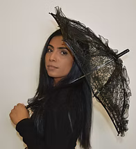 24" LACE PARASOL BLACK