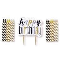 GLITZ BLK/SLV HBD PICK/SPIRAL CANDLES