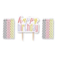 GLITZ RS GLD HBD PICK/SPIRAL CANDLES