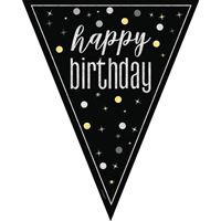 GLITZ BLK/SLV PL FLAG BANNER HBD