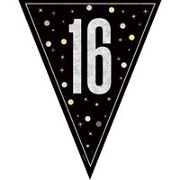 GLITZ BLK/SLV PL FLAG BANNER 16