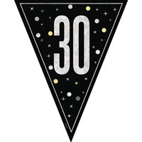 GLITZ BLK/SLV PL FLAG BANNER 30