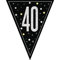 GLITZ BLK/SLV PL FLAG BANNER 40