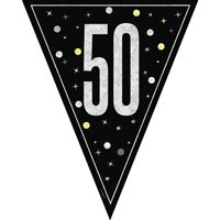 GLITZ BLK/SLV PL FLAG BANNER 50