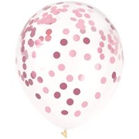 12" CLEAR LTX W/ PINK CONFETTI 6CT