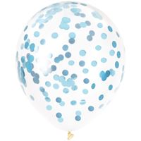 12" CLEAR LTX W/ BLUE CONFETTI 6CT