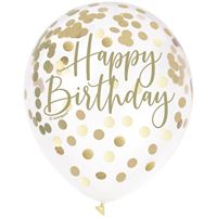 HAPPY BIRTHDAY GOLD CONFETTI LTX 6CT